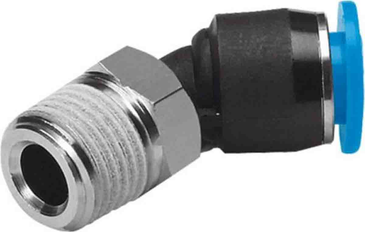 Festo Elbow Threaded Adaptor, R 1/4 Male to Push In 6 mm, Threaded-to-Tube Connection Style, 130599