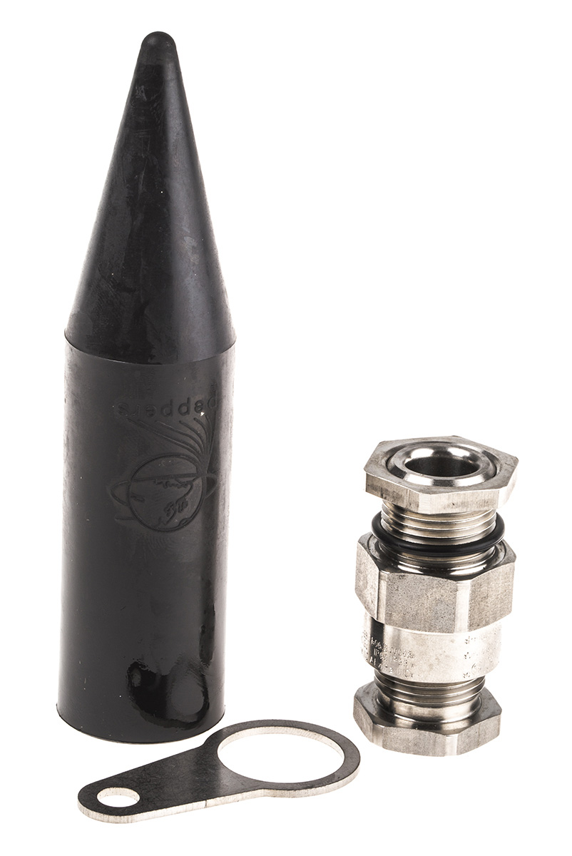 Stainless Steel Cable Gland Kit, M20 Thread, 4mm min., 8.4mm max., IP66, IP68