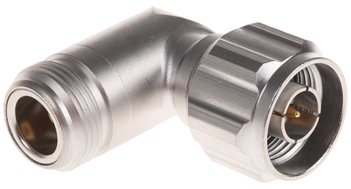 Huber+Suhner Right Angle 50Ω RF Adapter N Plug to N Socket 8GHz