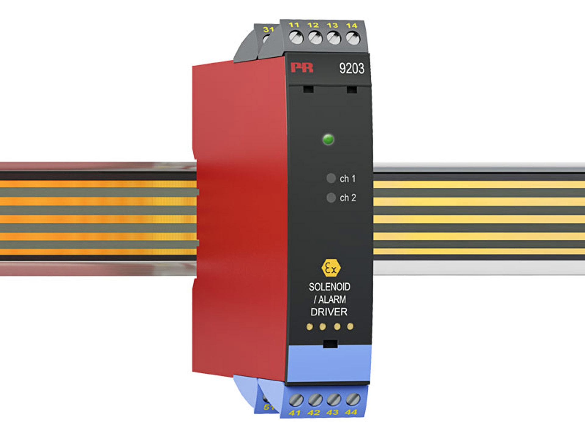 PR Electronics 9200 Series Solenoid Driver, NPN, PNP Input, Relay Output, 19.2 → 31.2V dc Supply, ATEX