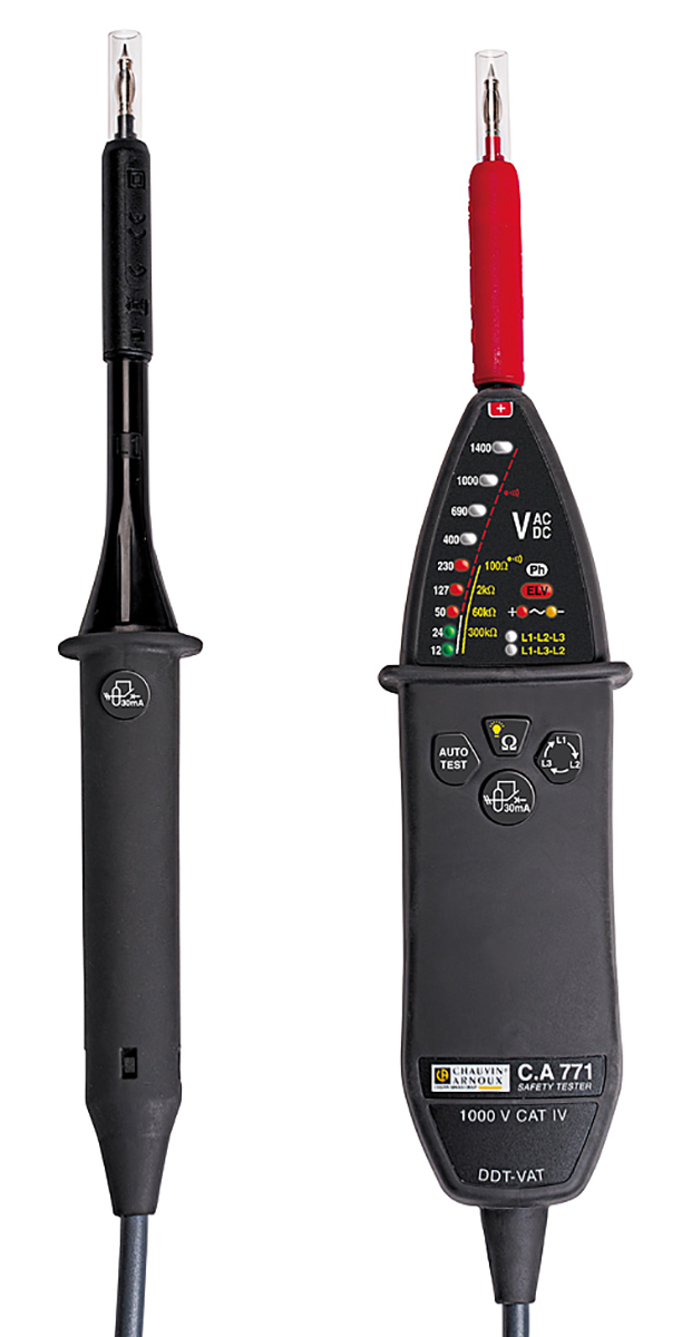 Chauvin Arnoux CA 771 IP2X, LED Voltage tester, 1000 V ac, 1400V dc, Continuity Check, Battery Powered, CAT IV With RS