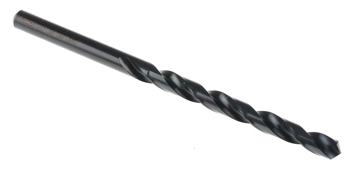 Dormer A110 Series HSS Twist Drill Bit, 10.5mm Diameter, 184 mm Overall