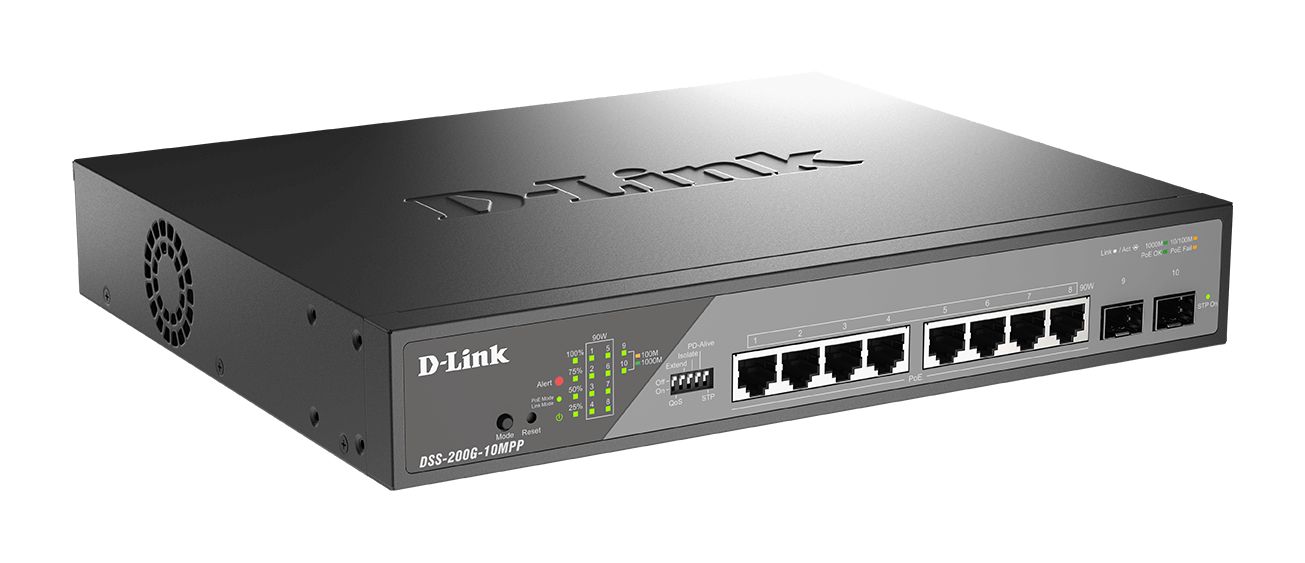 D-Link 10-Port Gigabit PoE Smart Managed Surveillance Max PoE Switch with 802.3bt, Smart 10 Port Gigabit Switch With