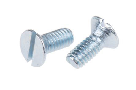 RS PRO Slot M10 Countersunk Steel Machine Screws DIN 963 x 30.0mm