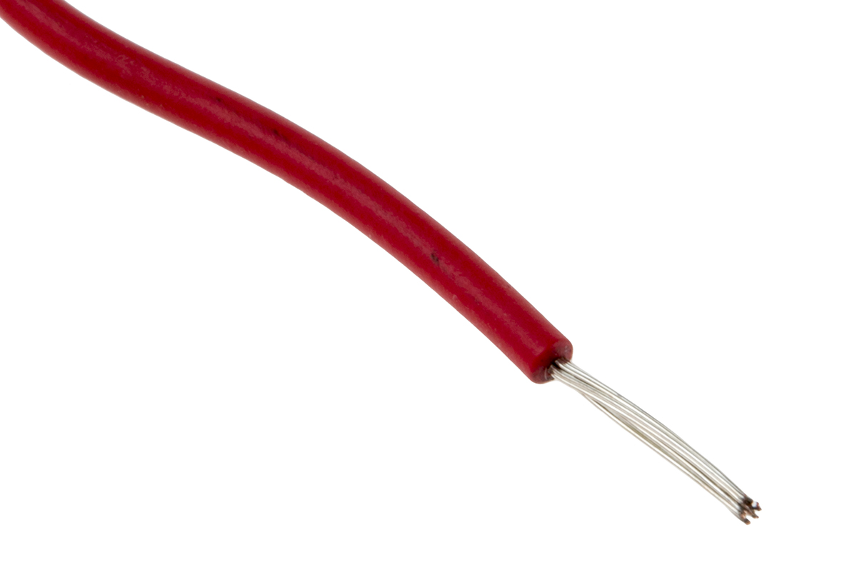 RS PRO Red 0.08mm² Hook Up Wire, 28 AWG, 7/0.12 mm, 100m, PVC Insulation