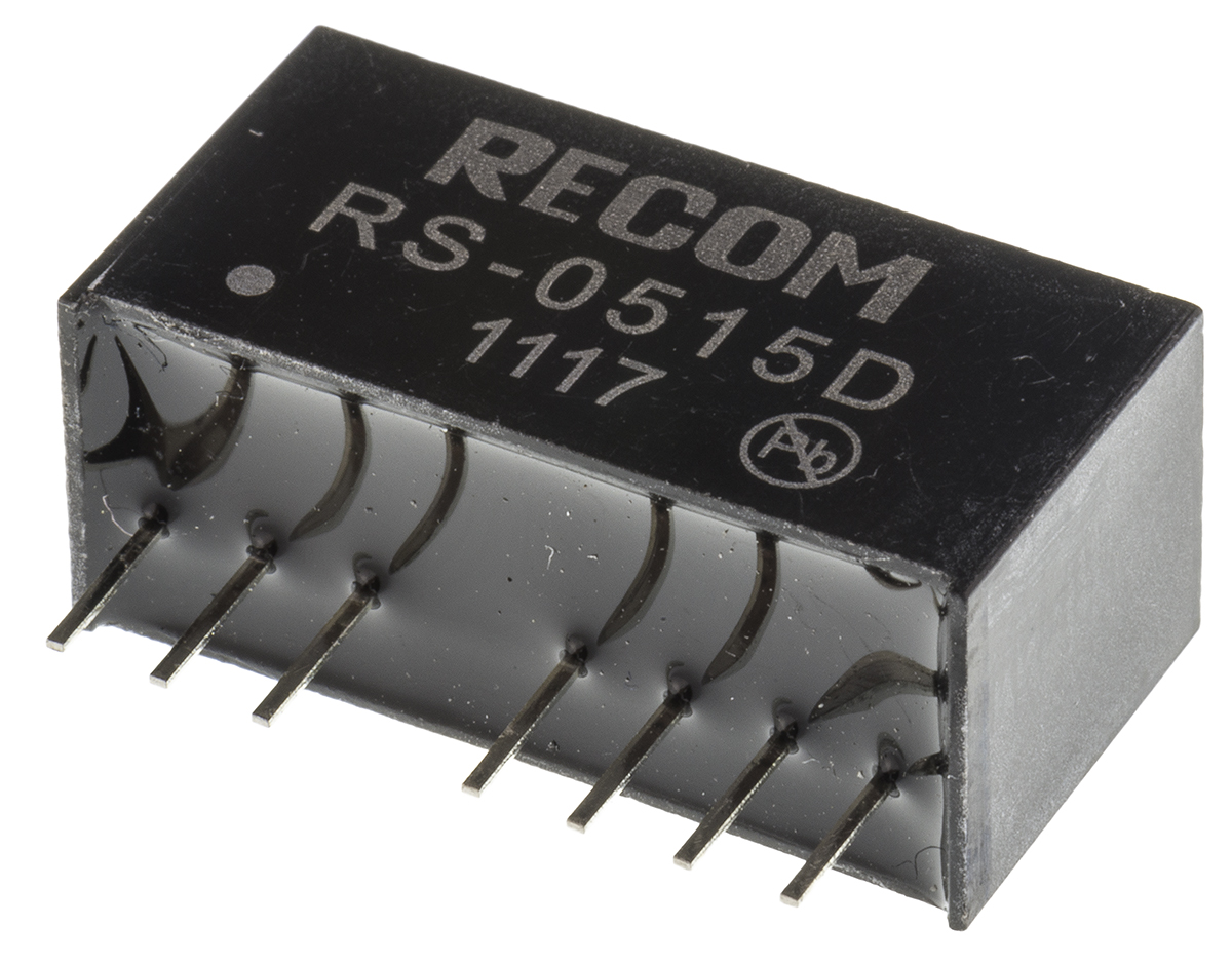 Recom RS DC-DC Converter, ±15V dc/ ±67mA Output, 4.5 → 9 V dc Input, 2W, Through Hole, +85°C Max Temp -40°C Min