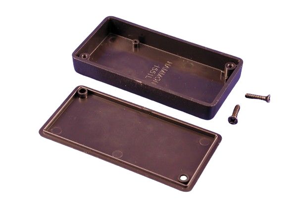 Hammond 1551 Series Black ABS Enclosure, IP54, Flanged, Black Lid, 80 x 40 x 15mm