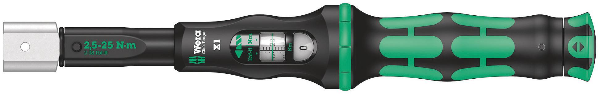 Wera X1 Click Torque Wrench, 2.5 → 25Nm, Square Drive, 9 x 12mm Insert - RS Calibrated