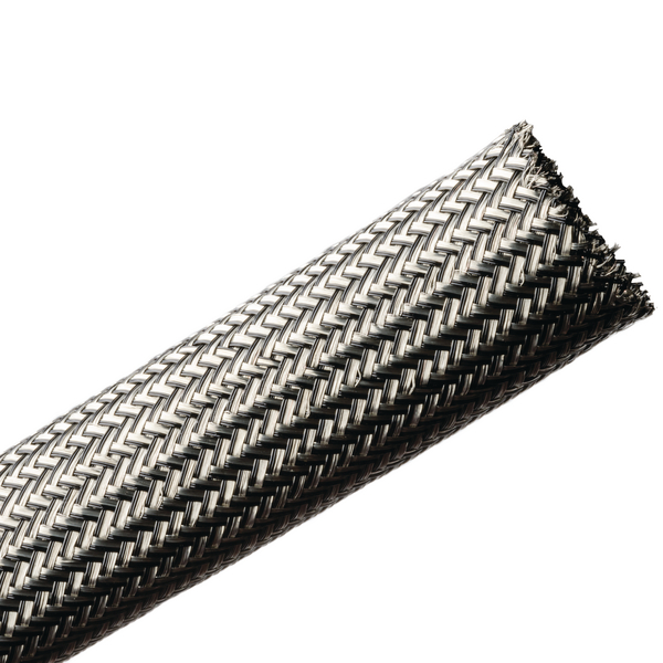 HellermannTyton Expandable Braided PET, Tin Plated Copper Black, Grey Cable Sleeve, 14mm Diameter, 100m Length,