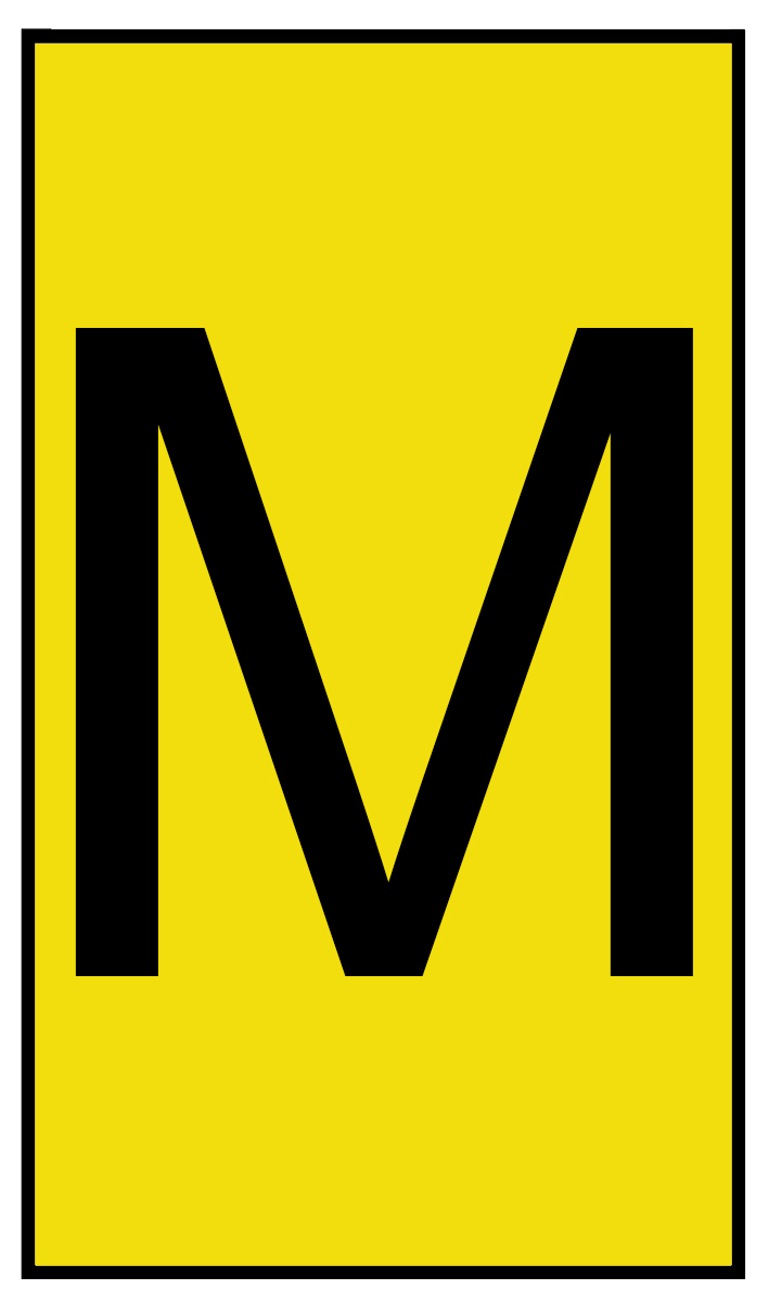 HellermannTyton Ovalgrip Slide On Cable Markers, Black on Yellow, Pre-printed "M", 2.5 → 6mm Cable, 901-10464