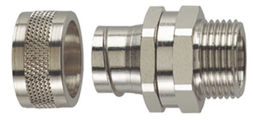 HellermannTyton Straight-Swivel External Thread, Conduit Fitting, 20mm Nominal Size, M20, Brass, Silver IP54 rating