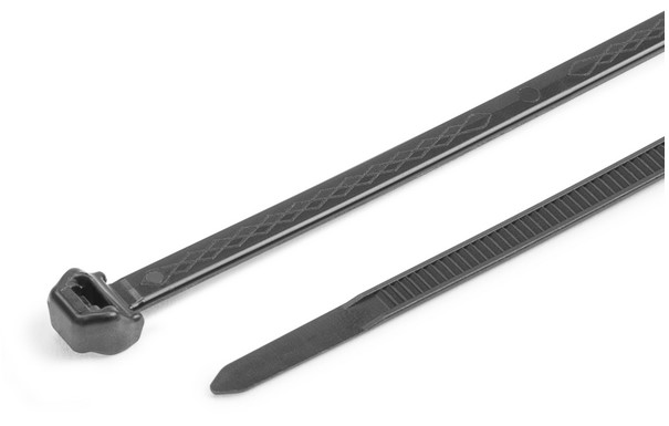 HellermannTyton Cable Ties, Cable Tray Cable Tie, 200mm x 4.9 mm, Black Polypropylene, Pk-100