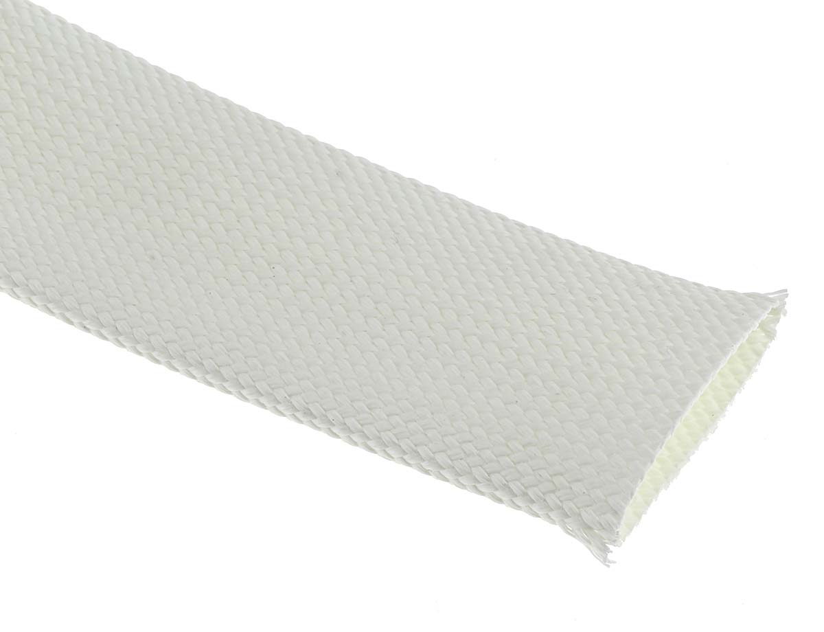 RS PRO Braided Fibreglass Natural Cable Sleeve, 25mm Diameter, 5m Length