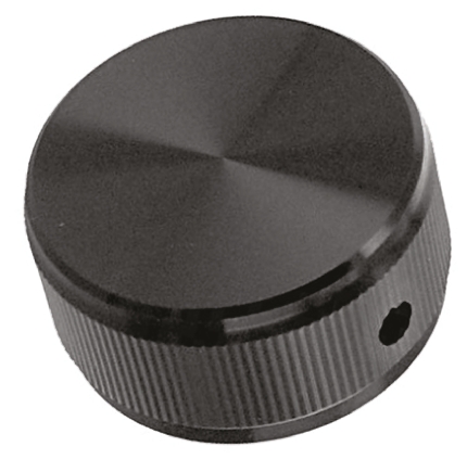 TE Connectivity 31.8mm Black Potentiometer Knob for 6.35mm Shaft Splined, KN1251B1/4