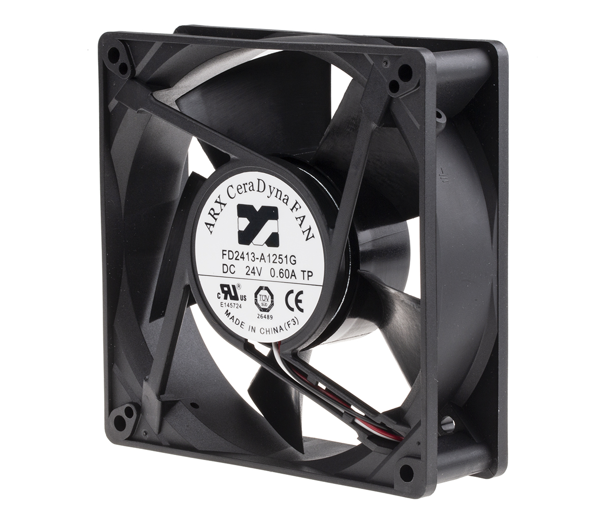 ARX CeraDyna Series Axial Fan, 24 V dc, DC Operation, 333m³/h, 20.4W, 1.7A Max, 127 x 127 x 38mm