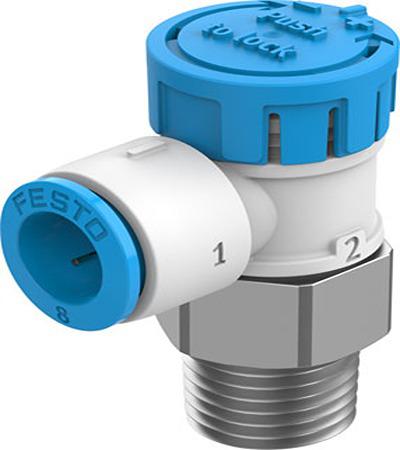 Festo Rotary Knob Exhaust Air One-way Flow Control Pneumatic Manual Control Valve VFOE Series, R 1/4, 1/4in, VFOE-LE-T