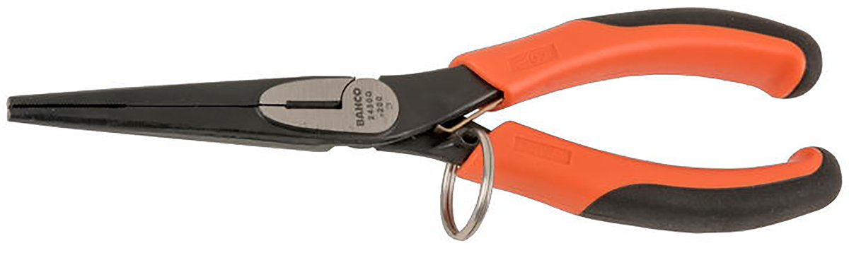Bahco Long Nose Pliers, 200 mm Overall, Straight Tip, 72mm Jaw
