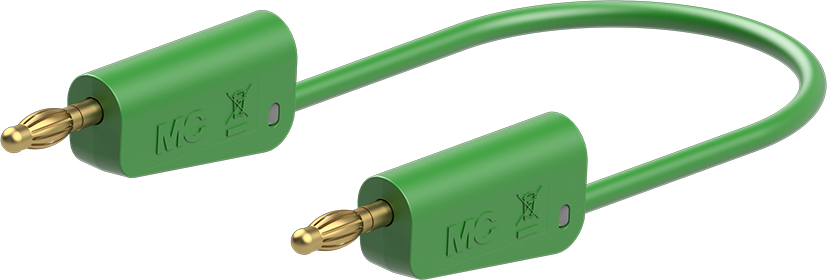 Staubli Test lead, 19A, 30V ac, Green, 500mm Lead Length