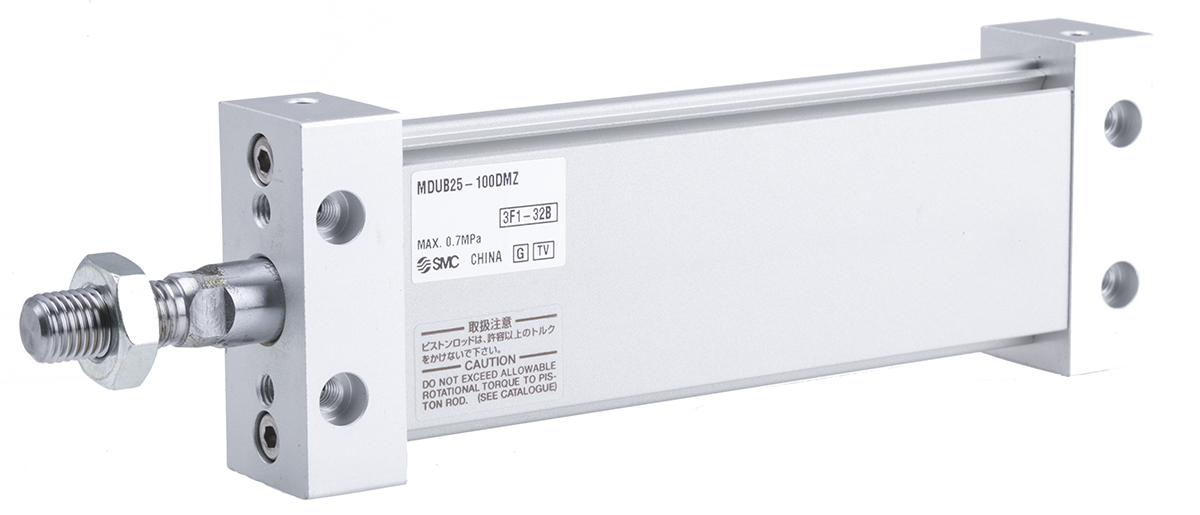 SMC 100 mm Pneumatic Piston Rod Cylinder - MU Series, Double Acting Acting