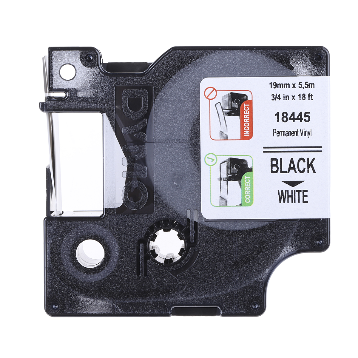 Dymo Black on White Label Printer Tape, 5.5 m Length, 19 mm Width