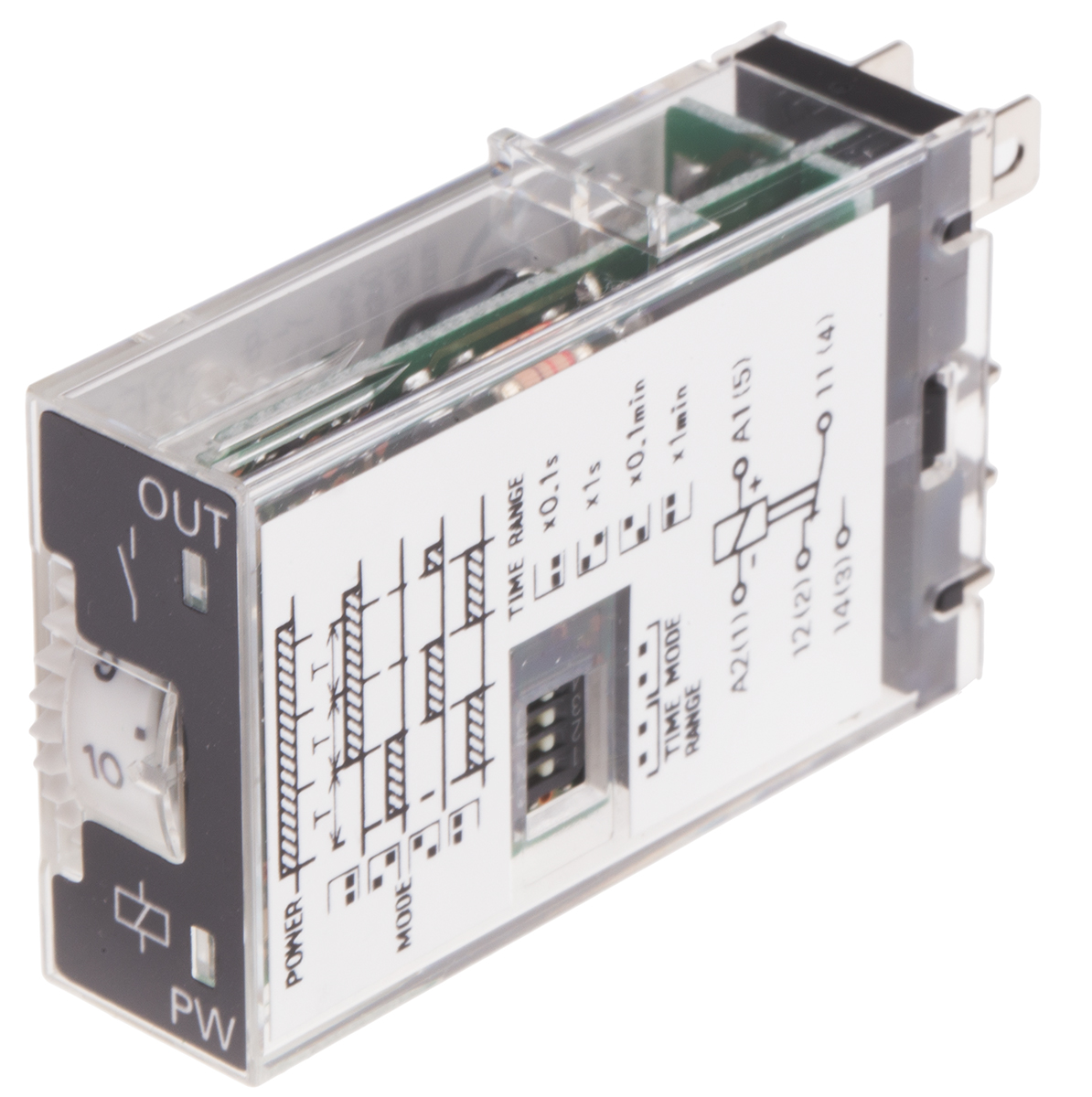 Omron H3RN Series Panel Mount Timer Relay, 12V dc, 2-Contact, 0.1 s → 10min, SPDT