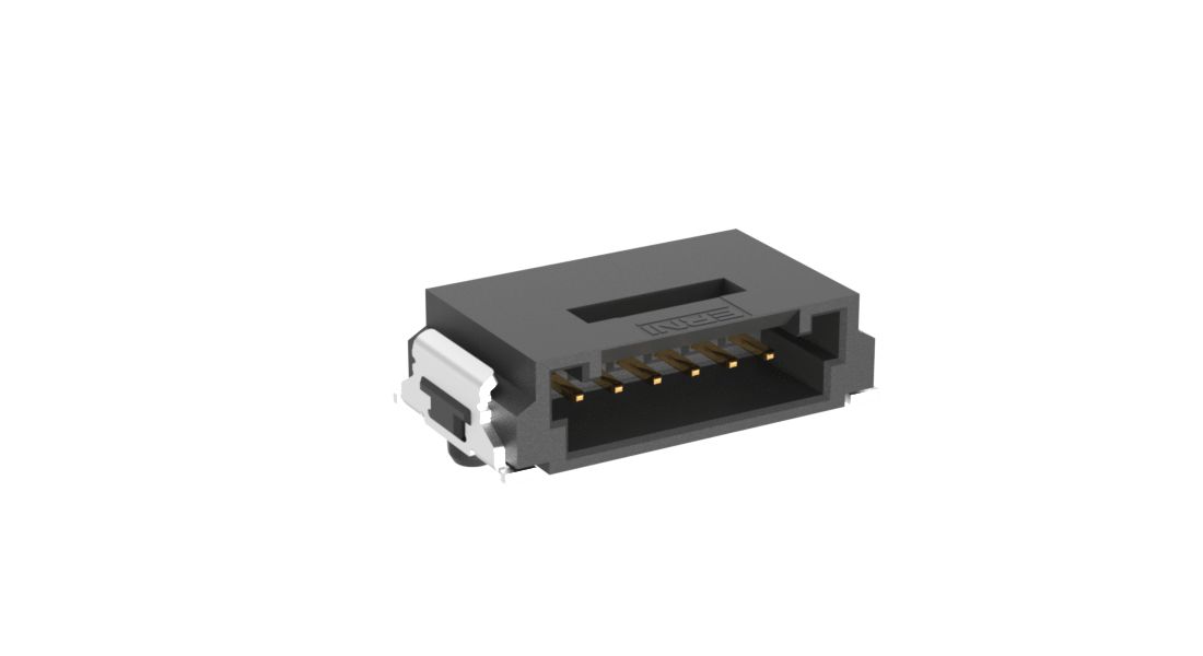 ERNI MiniBridge Series Right Angle Surface PCB Header, 6 Contact(s), 1.27 mm Pitch, 1 Row, Shrouded