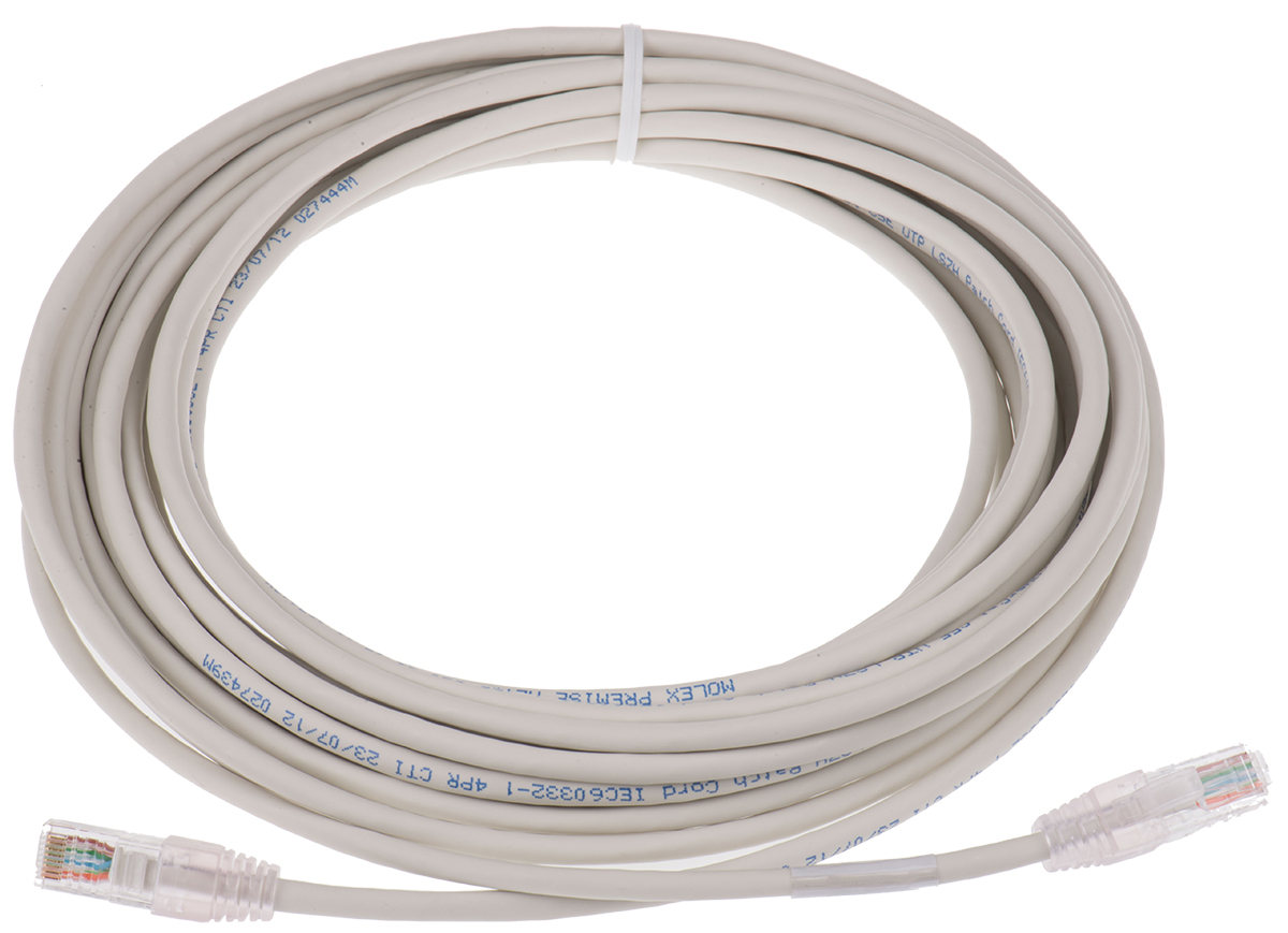 Molex Premise Networks, 10m Cat5e, Grey RJ45 to Male RJ45 Male, U/UTP Unshielded, Terminated PVC Sheath