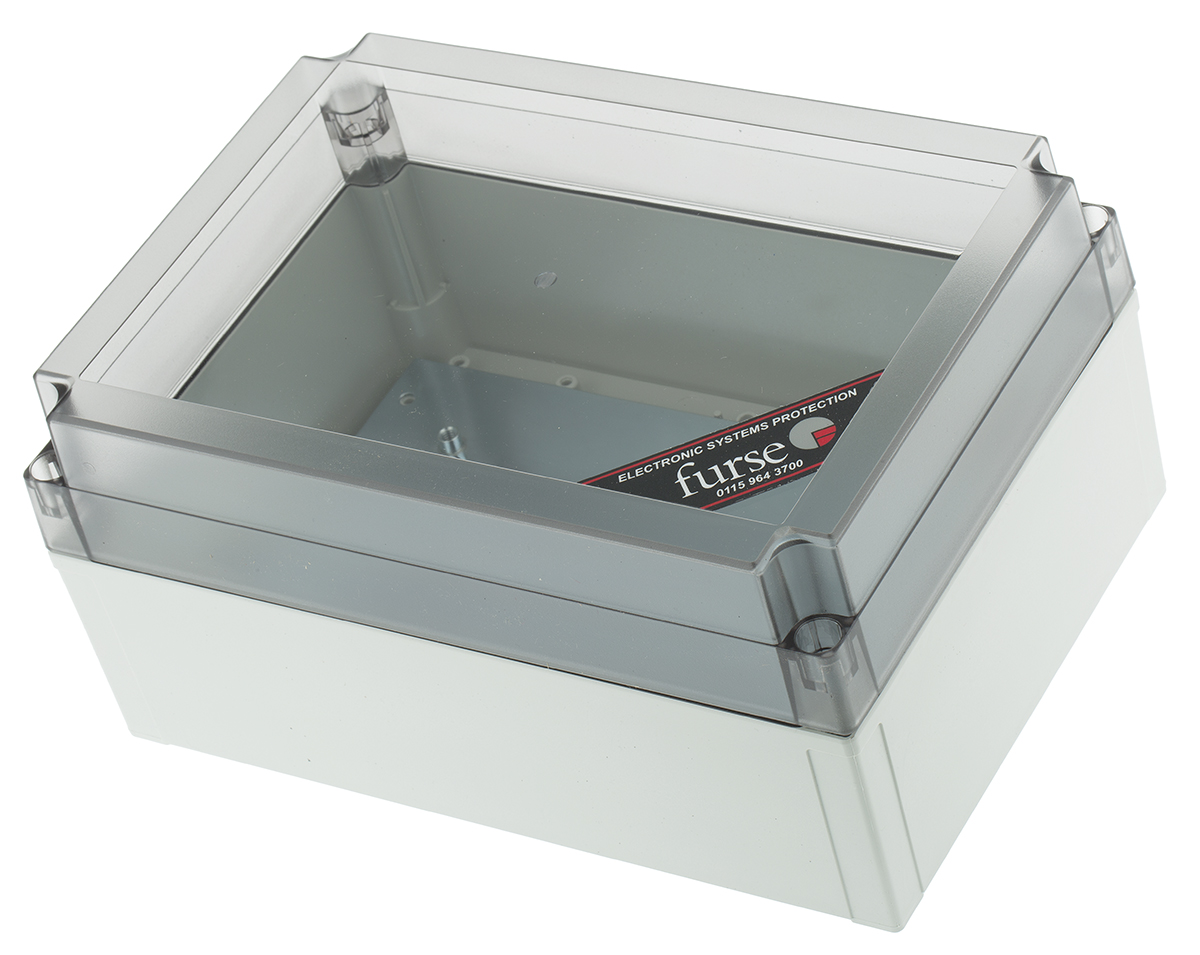 WJ Furse WBX Series White Enclosure, IP66, Clear Lid, 125 x 255 x 180mm