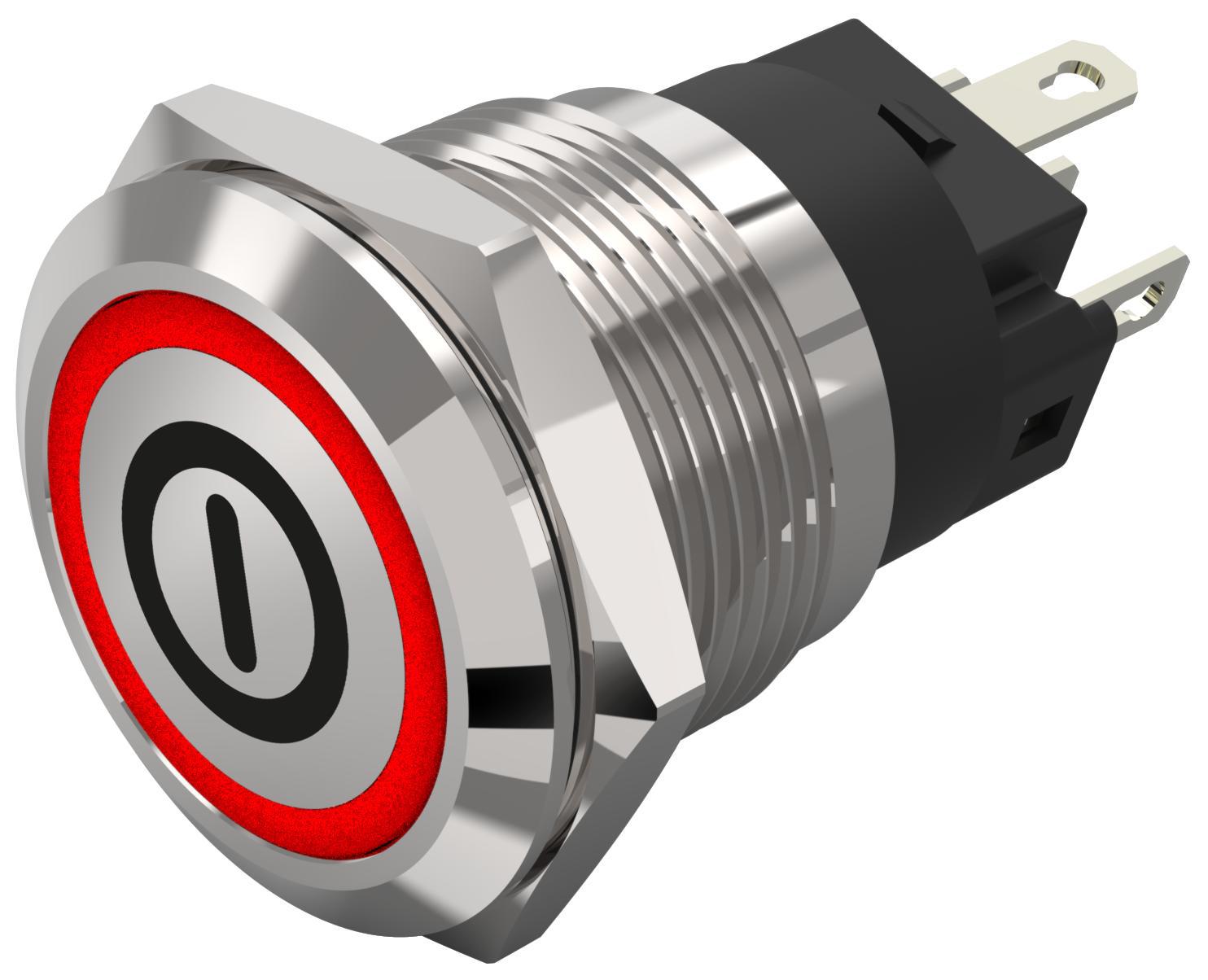 EAO 82 Series Illuminated Illuminated Push Button Switch, Latching, Panel Mount, 19mm Cutout, SPDT, Red LED, 240V,