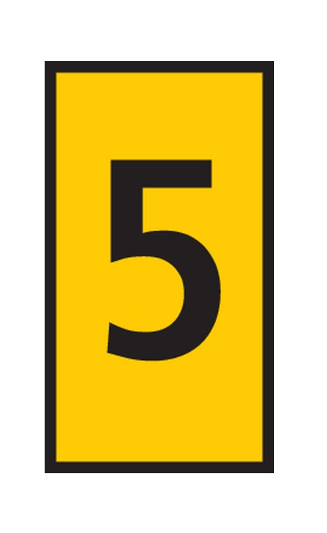 HellermannTyton WIC Snap On Clip On Cable Marker, Yellow, Pre-printed "5", 4.3 → 5.3mm Cable, 561-03654