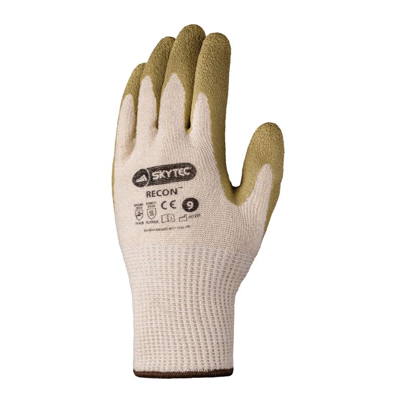 Skytec RECON Beige Cotton, Recycled Cotton, Recycled Polyester Nylon Work Gloves, Size 10, Latex Coating