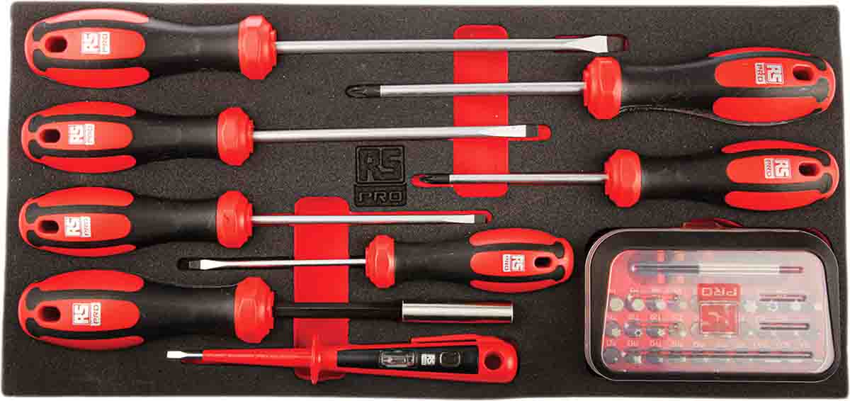 RS PRO Pozidriv; Slotted Bit Holder & Standard Screwdriver Set, 39-Piece
