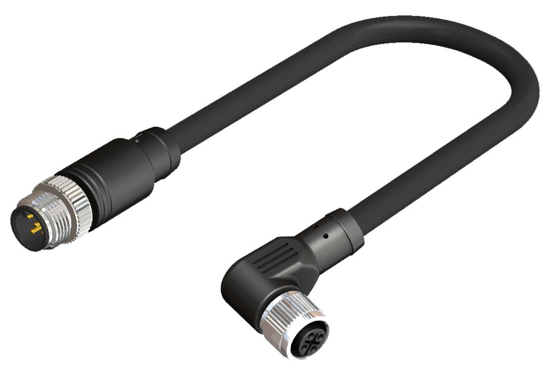 RS PRO Female 8 way Straight M12 to Male 8 way Straight M12 Actuator/Sensor Cable, 2 m