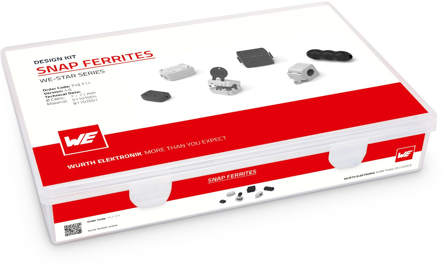 Wurth Elektronik 33 piece Ferrite Kit Includes Snap Ferrite