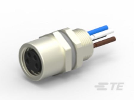 TE Connectivity Circular Connector, 4 Contacts, Front, M8 Connector, Socket, Female, IP67, T4 Series