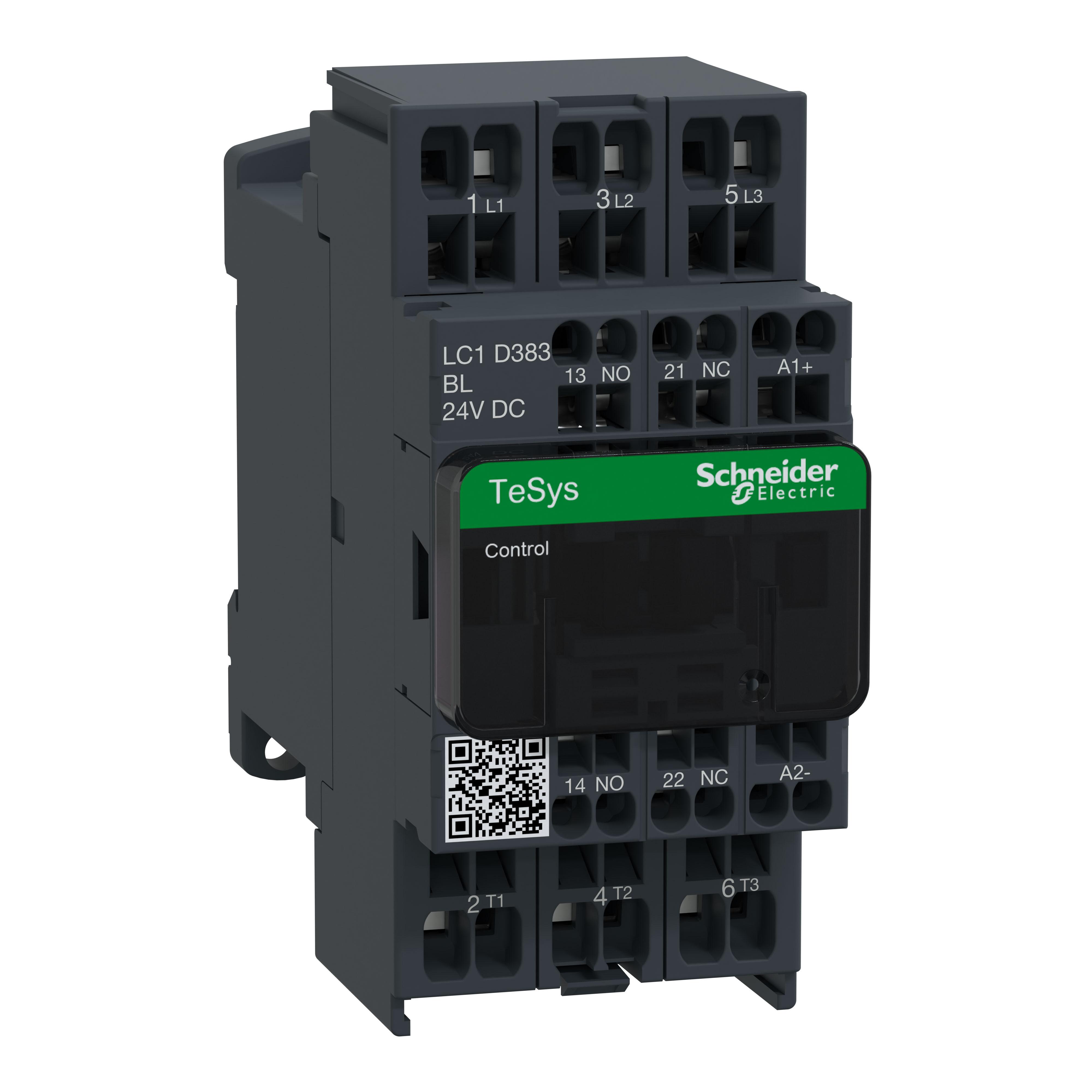 Schneider Electric TeSys D Contactor, 24 V dc Coil, 3-Pole, 38 A, 18.5 kW, 1NC + 1NO