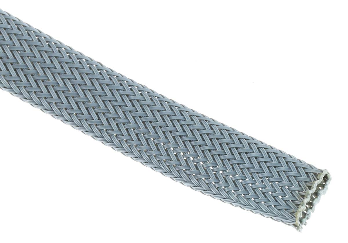HellermannTyton Expandable Braided Nylon 66 Grey Cable Sleeve, 12mm Diameter, 10m Length