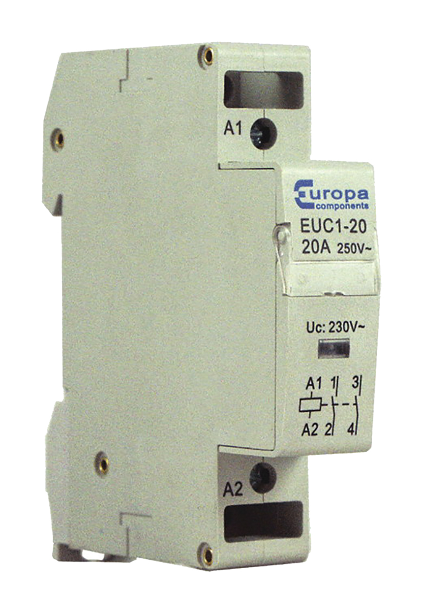 Europa Contactor, 24 V ac Coil, 2-Pole, 20 A, 4 kW, 2NO, 240 V ac