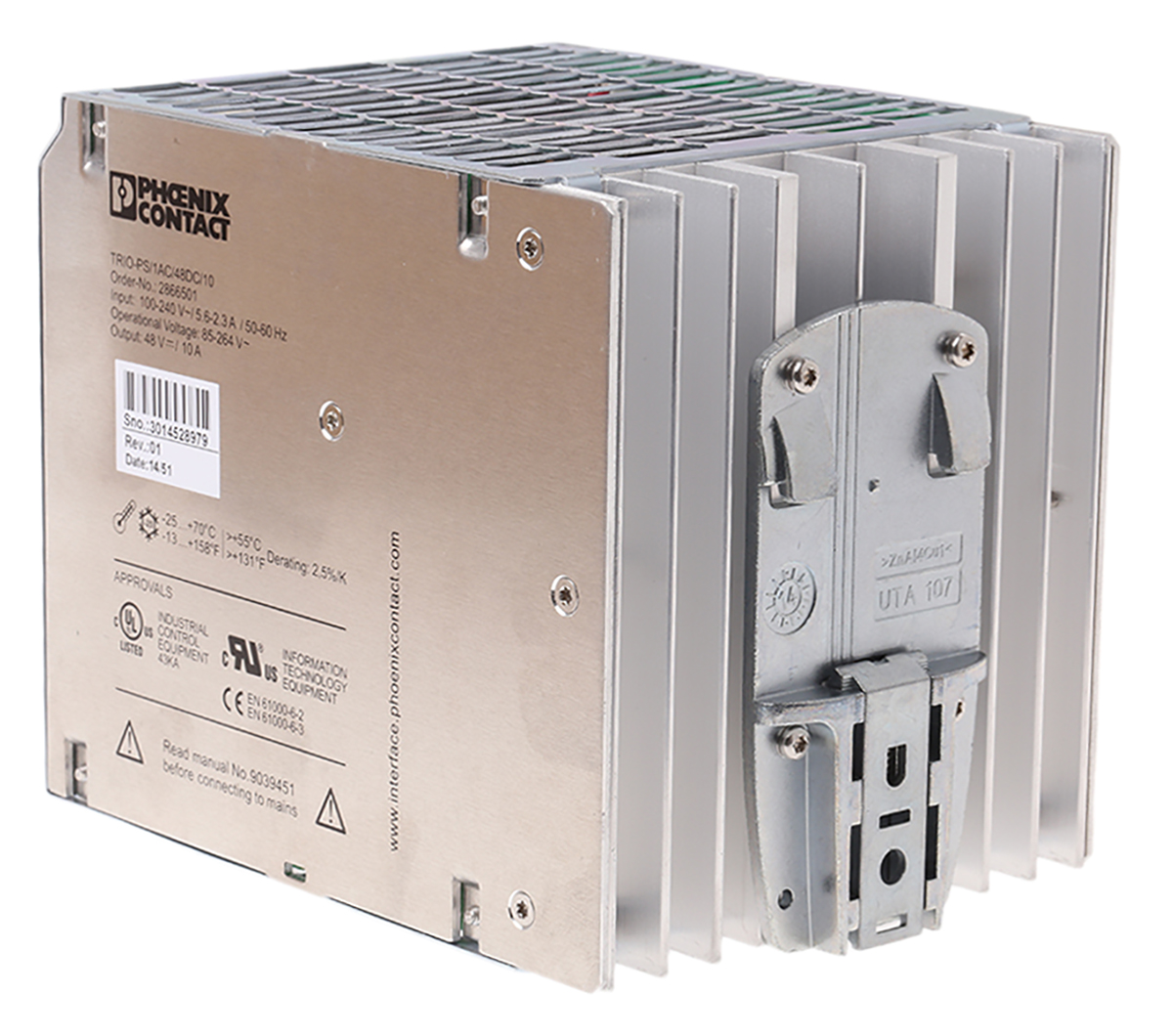 Phoenix Contact TRIO POWER Switched Mode DIN Rail Power Supply, 85 → 264V ac ac Input, 48V dc dc Output, 10A