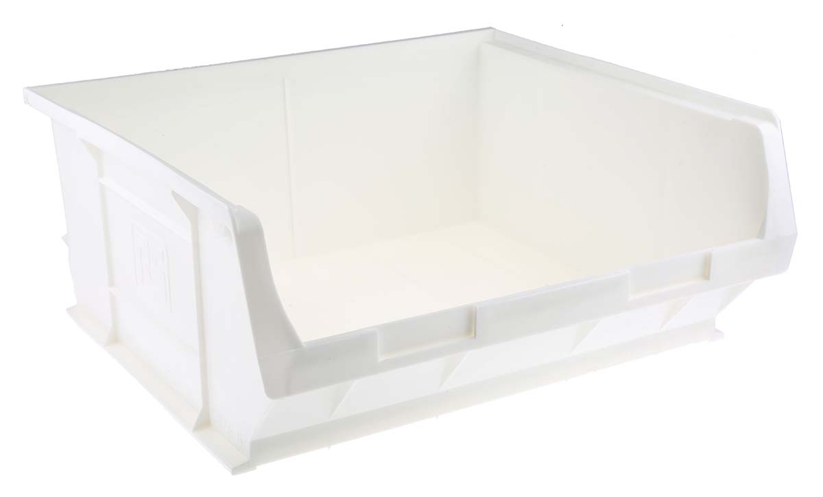 RS PRO PP Storage Bin, 376mm x 419mm x 180mm, White