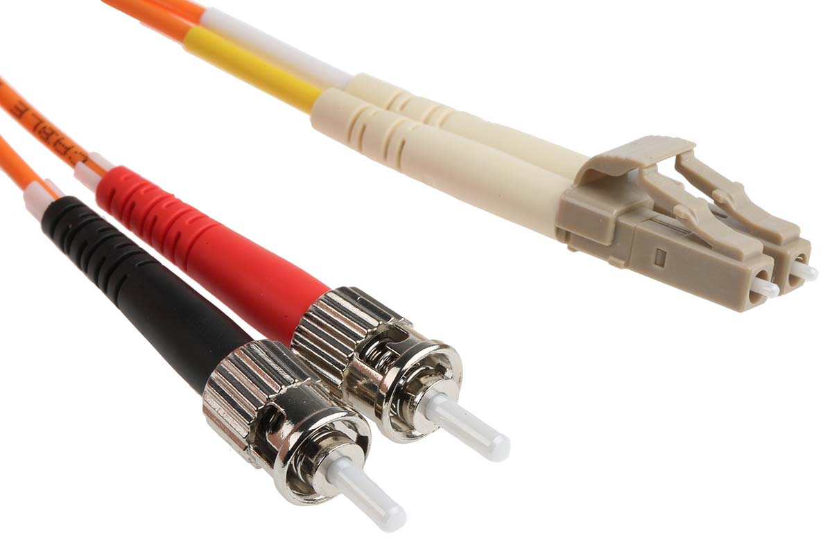 RS PRO LC to ST Duplex Multi Mode OM1 Fibre Optic Cable, 62.5/125μm, Orange, 3m