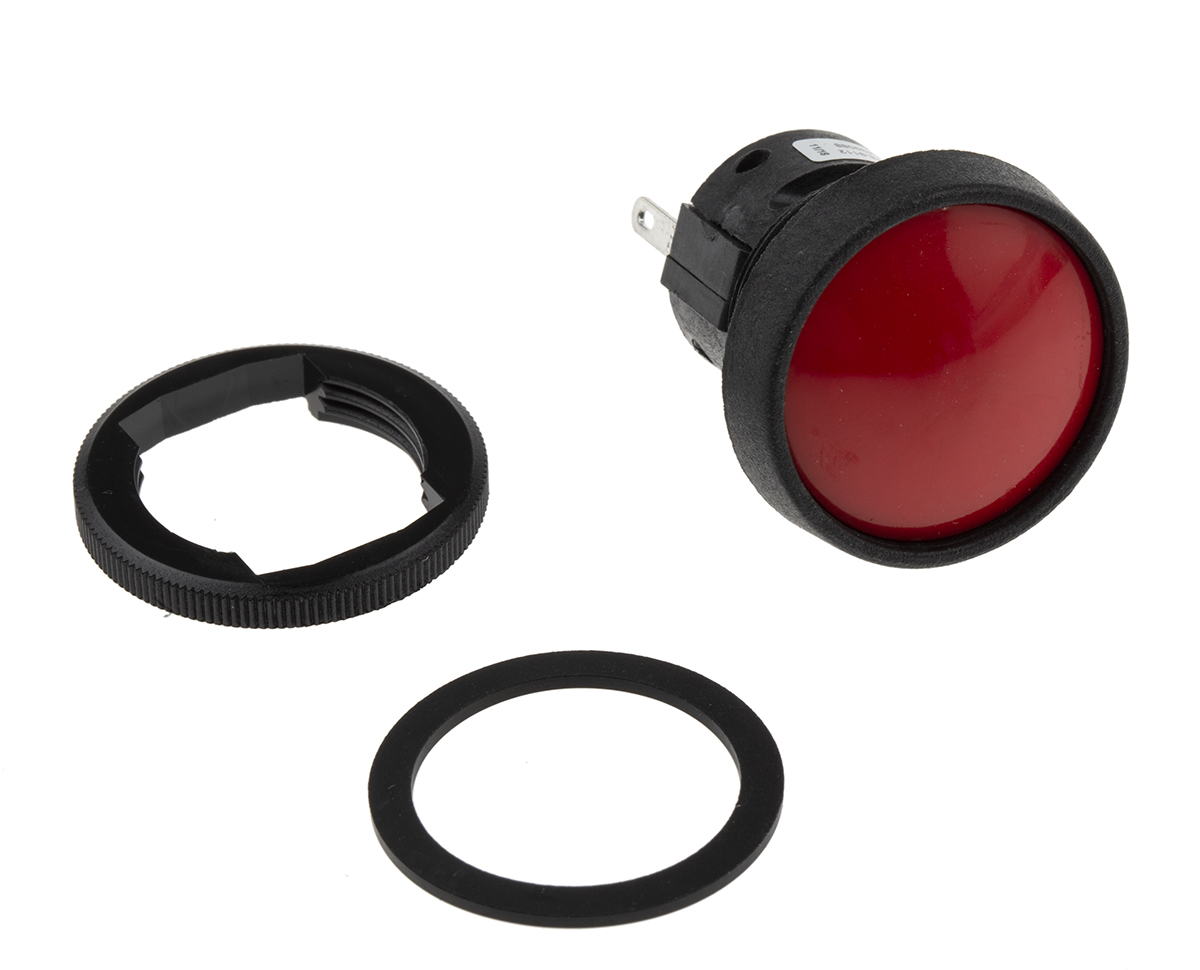 ITW Switches 76-91 Series Push Button Switch, Momentary, Panel Mount, 22.5mm Cutout, SPDT, Clear LED, 250V ac, IP67