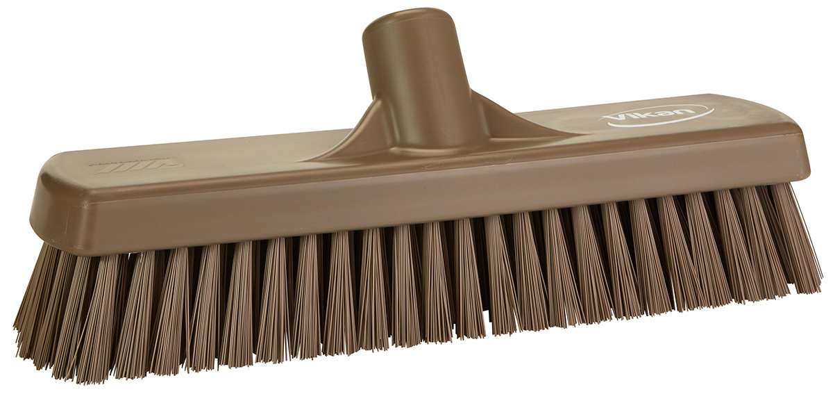 Vikan Hard Bristle Brown Scrubbing Brush, 46mm bristle length, PET bristle material