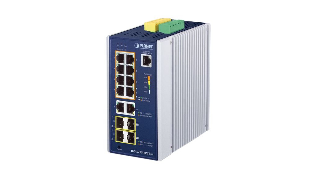 Planet IGS-5225-8P2T4S, Managed 14 Port Ethernet Smart Managed Switch With PoE
