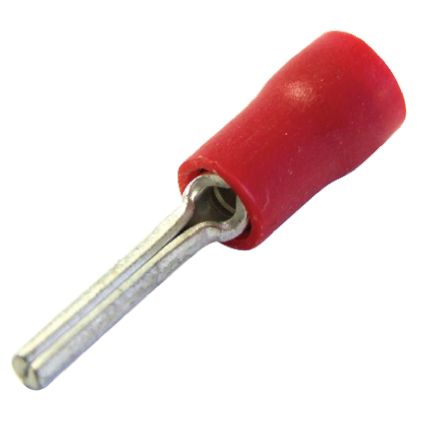 RS PRO Insulated, Tin Crimp Pin Connector, 0.5mm² to 1.5mm², 22AWG to 16AWG, 1.9mm Pin Diameter, 12mm Pin Length, Red