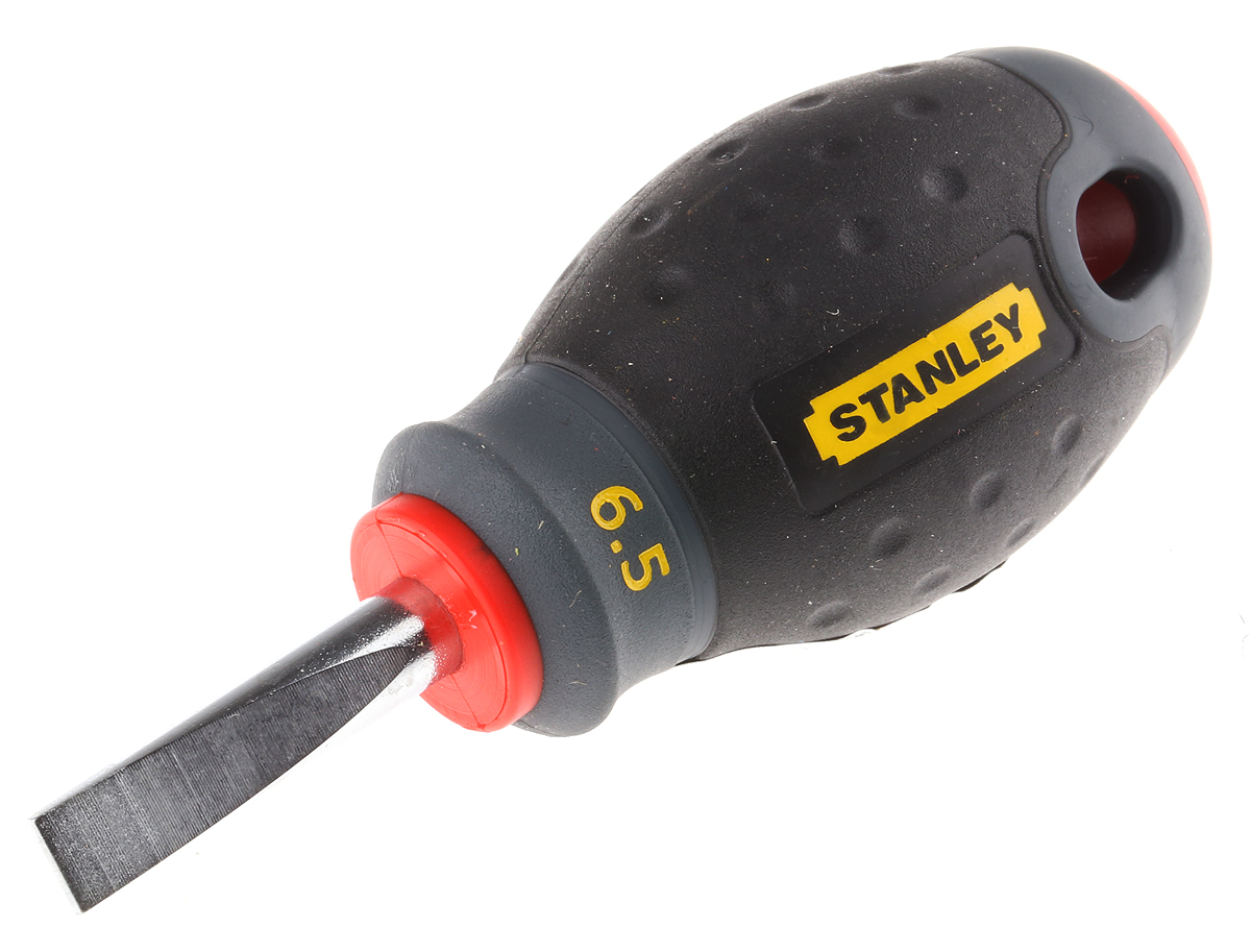 Stanley Slotted Stubby Screwdriver, 6,5 mm Tip, 30 mm Blade