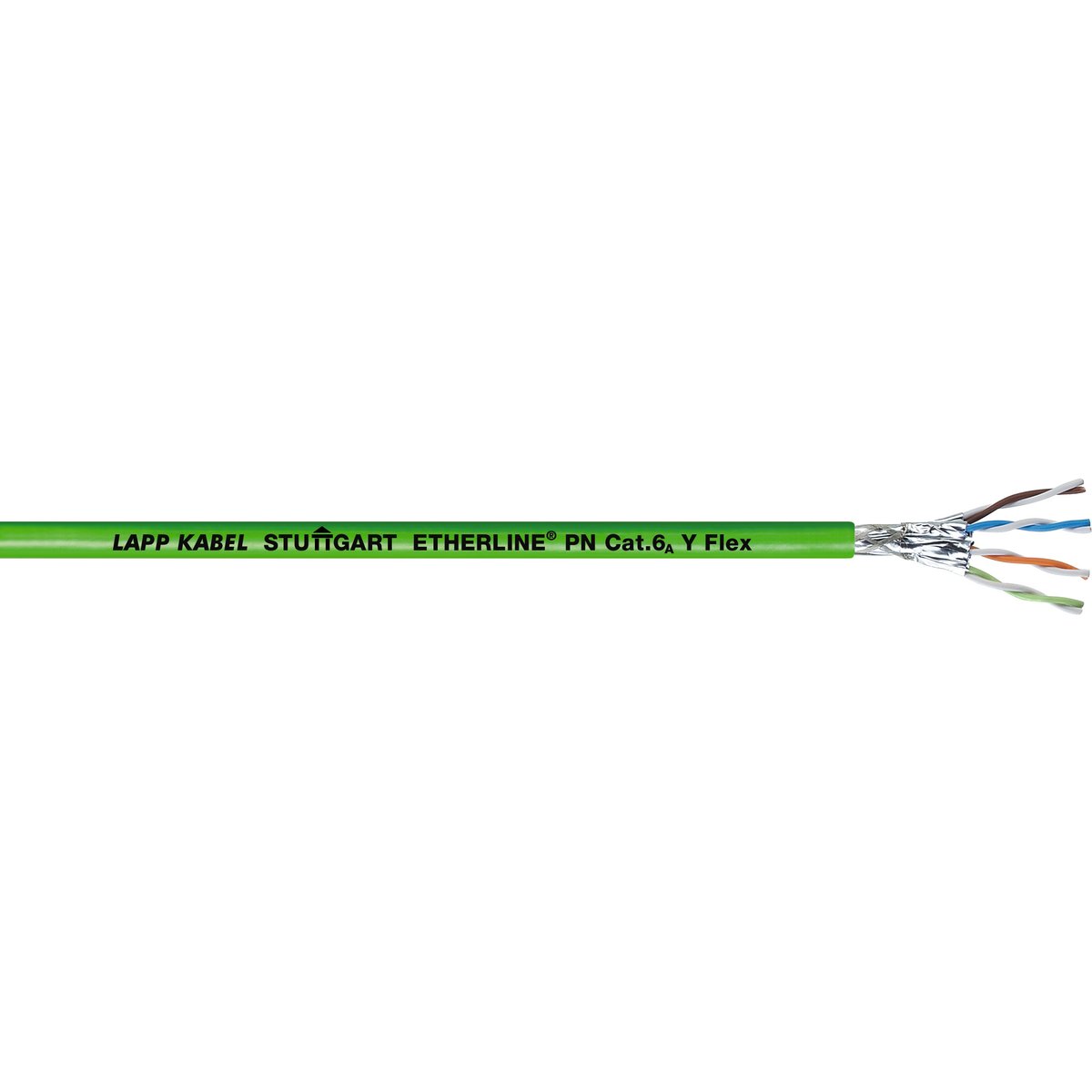 LappETHERLINE Cat6a, Green Unterminated to, S/FTP Shielded, Unterminated PVC Sheath