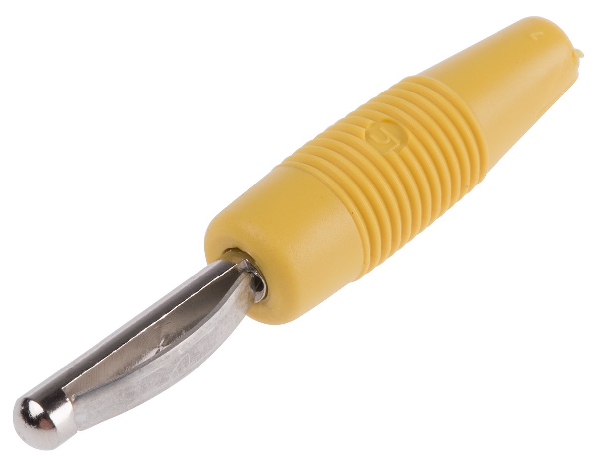 Hirschmann Test & Measurement Yellow Male Banana Plug - Screw, 30 V ac, 60 V dc