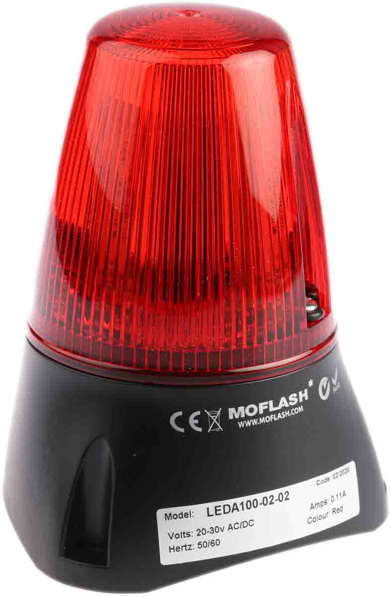 Moflash LEDA100 Series Red Buzzer Beacon, 20 → 30 V, IP65, Surface Mount, Wall Mount, 80dB at 1 Metre