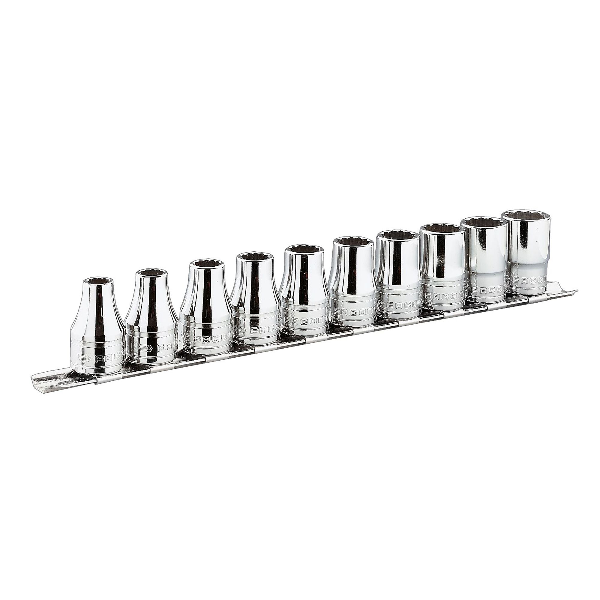 Facom 10-Piece Metric 3/8 in Standard Socket Set, 12 point